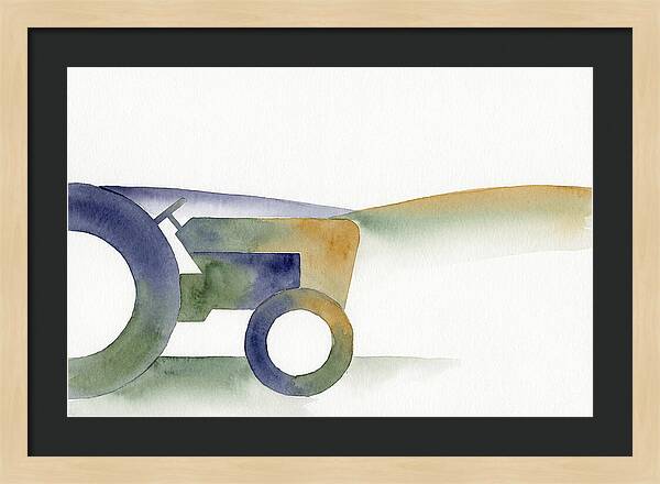 Old Tractor Silhouette In Watercolor