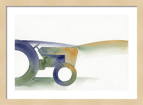 Old Tractor Silhouette In Watercolor