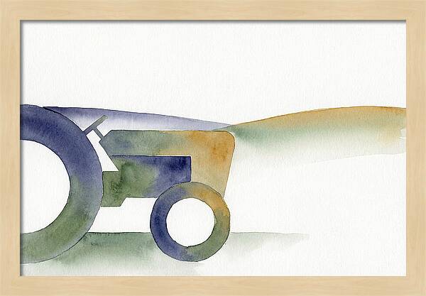 Old Tractor Silhouette In Watercolor