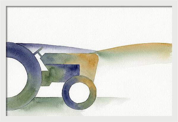 Old Tractor Silhouette In Watercolor