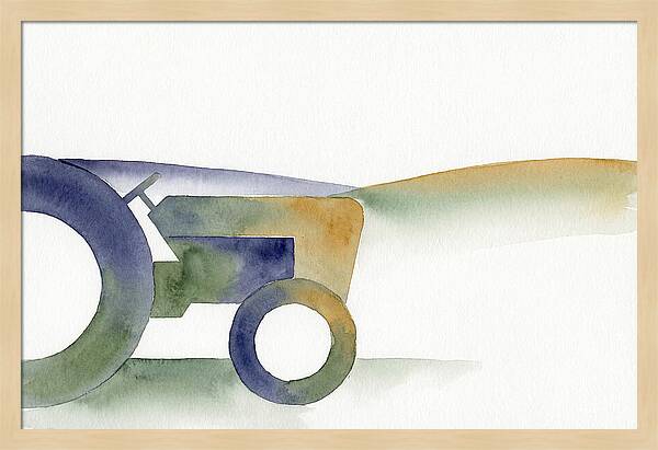 Old Tractor Silhouette In Watercolor