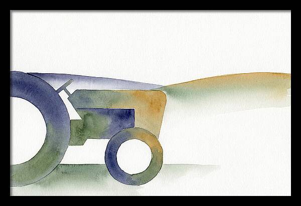 Old Tractor Silhouette In Watercolor