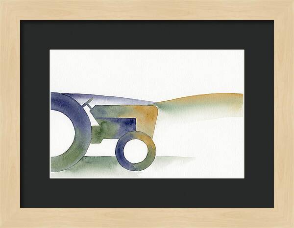 Old Tractor Silhouette In Watercolor