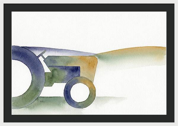 Old Tractor Silhouette In Watercolor