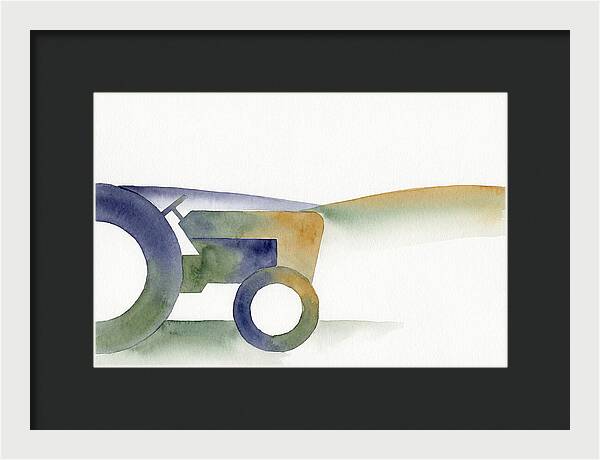 Old Tractor Silhouette In Watercolor
