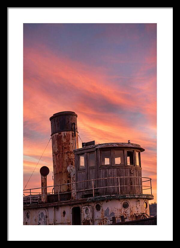 Old Tugboat Under Sunset