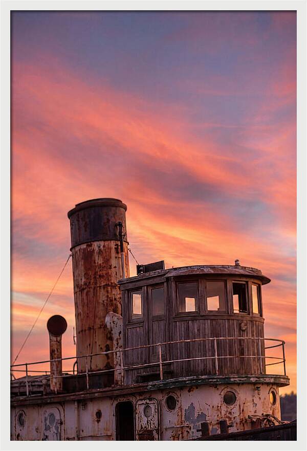 Old Tugboat Under Sunset
