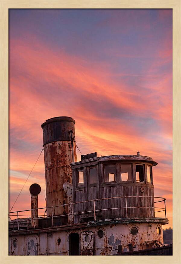 Old Tugboat Under Sunset