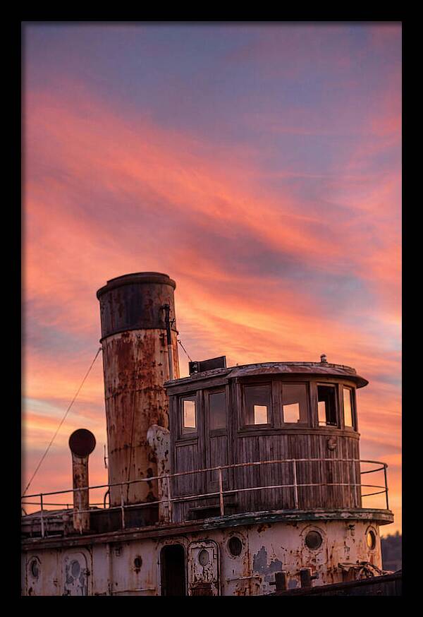 Old Tugboat Under Sunset