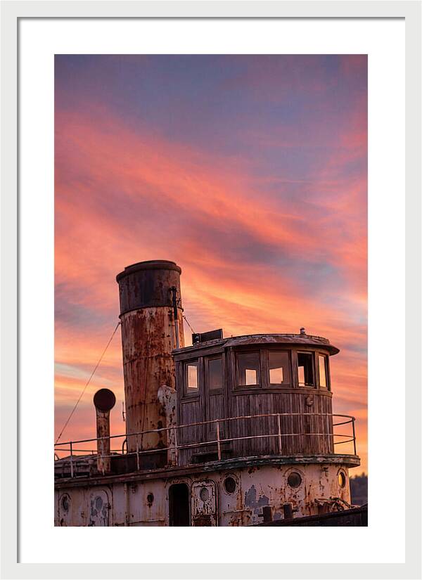 Old Tugboat Under Sunset