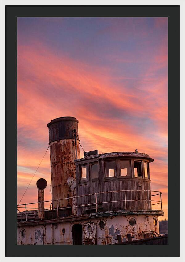 Old Tugboat Under Sunset