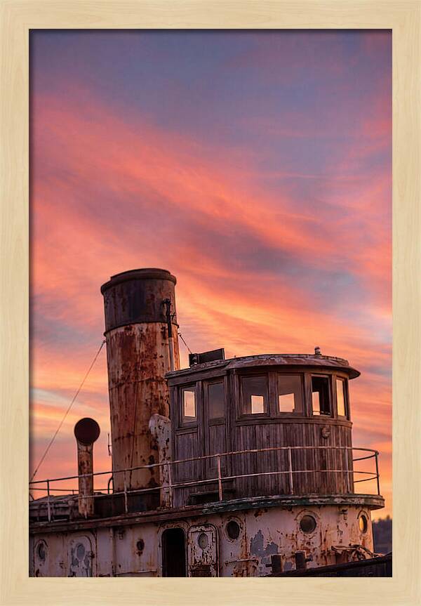 Old Tugboat Under Sunset