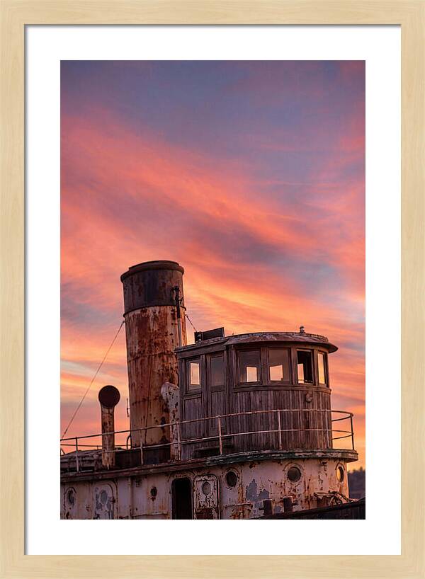 Old Tugboat Under Sunset