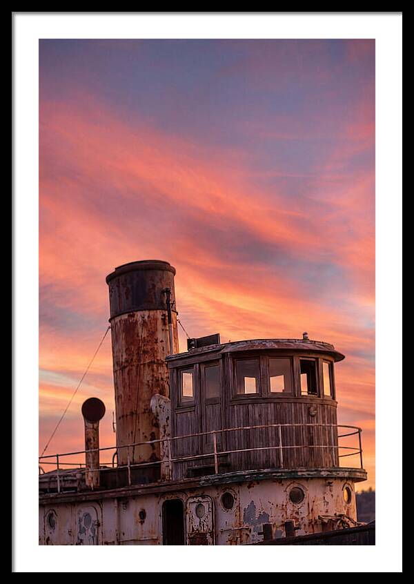 Old Tugboat Under Sunset