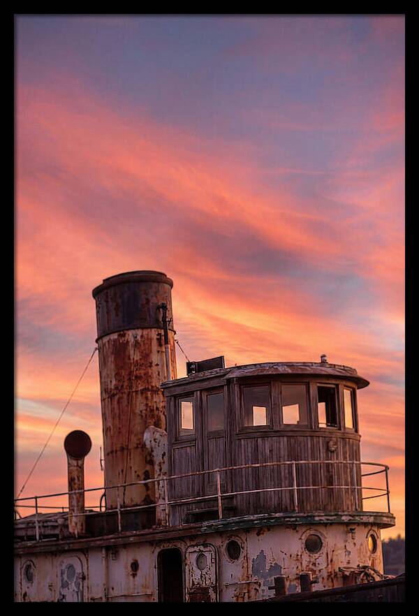 Old Tugboat Under Sunset