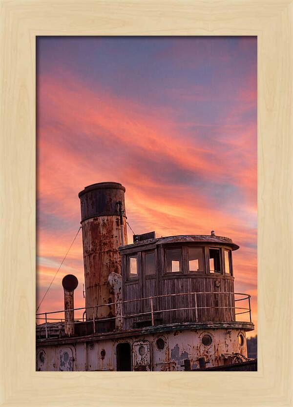 Old Tugboat Under Sunset