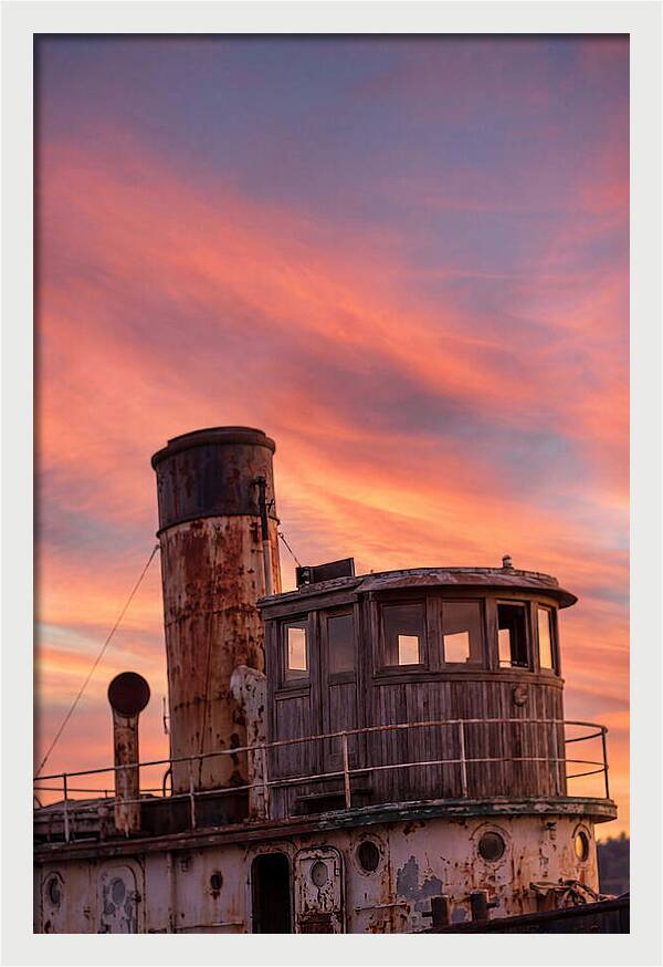 Old Tugboat Under Sunset