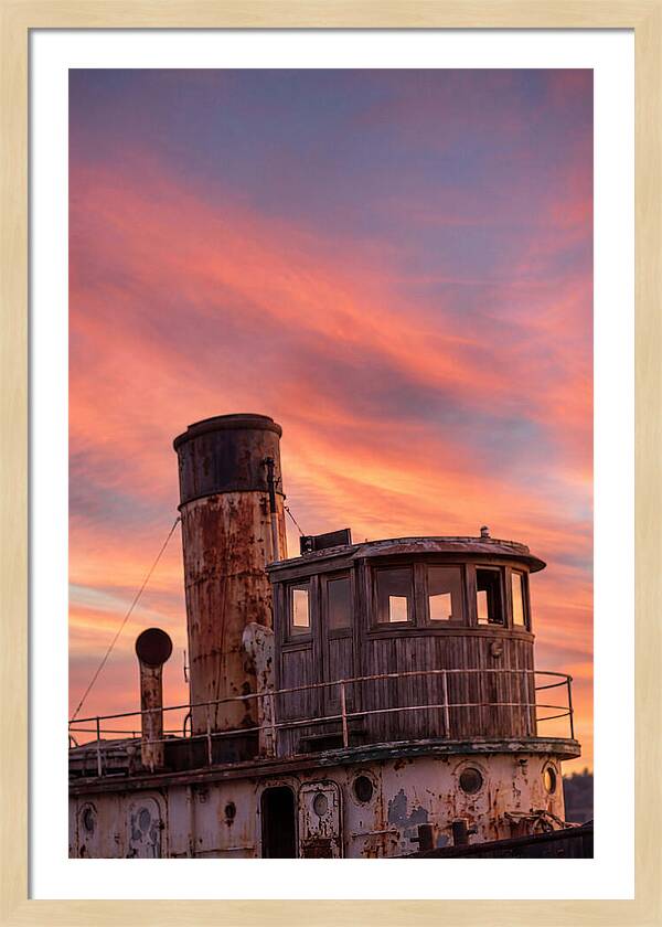 Old Tugboat Under Sunset