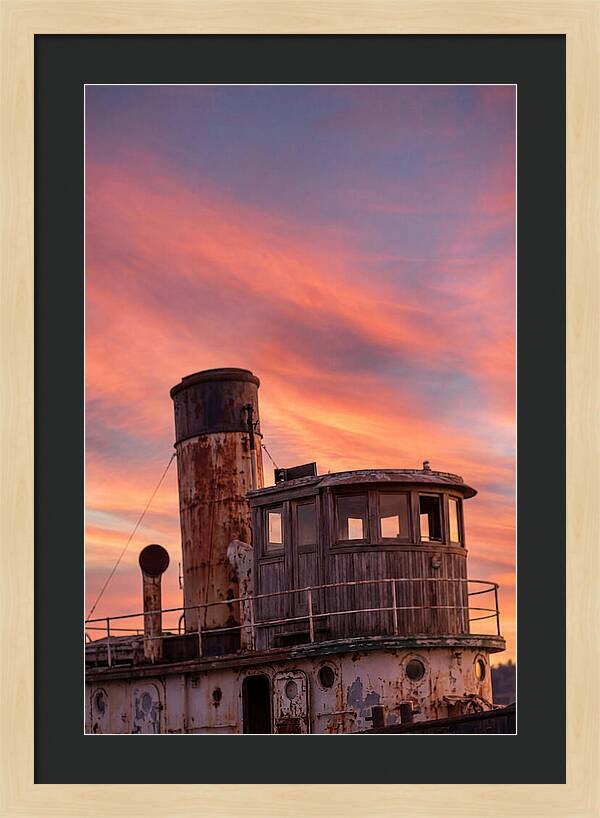 Old Tugboat Under Sunset