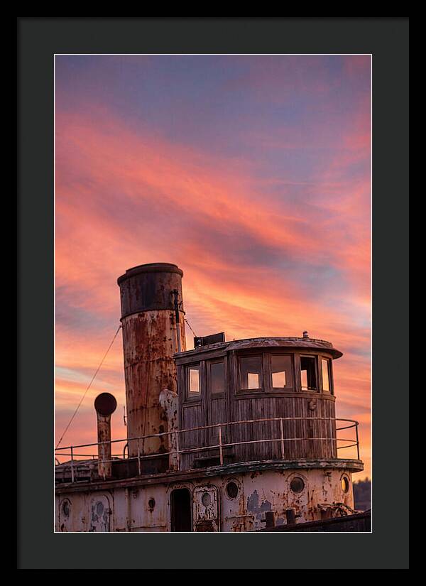 Old Tugboat Under Sunset