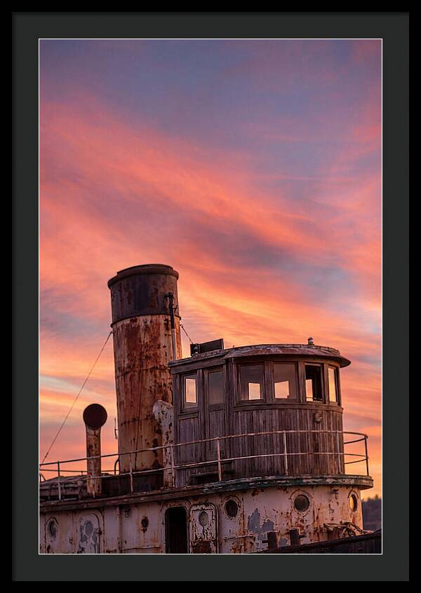 Old Tugboat Under Sunset