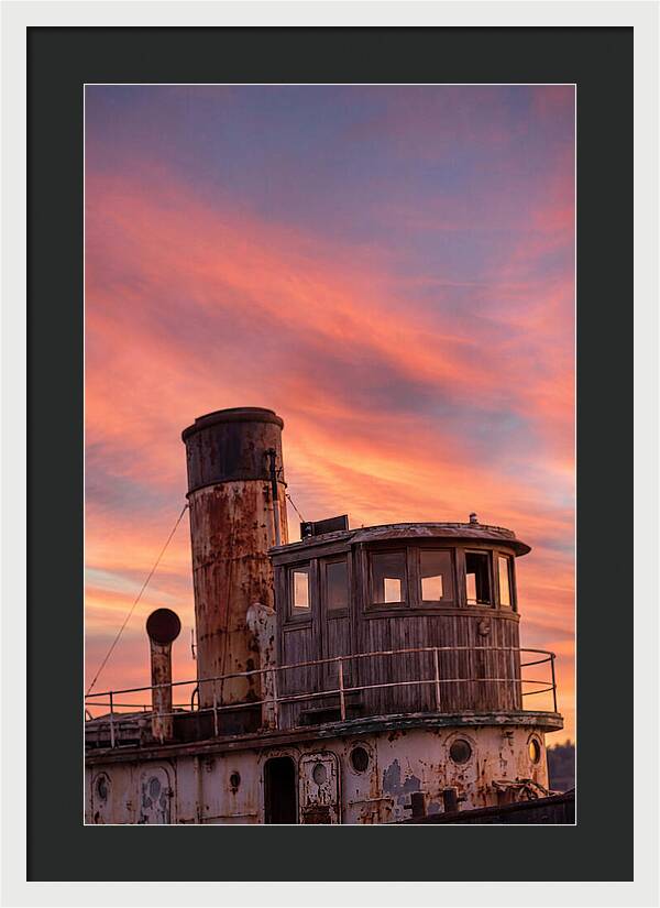 Old Tugboat Under Sunset