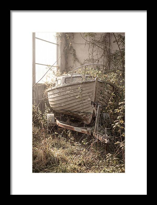 Old Wooden Boat In Overgrown Space