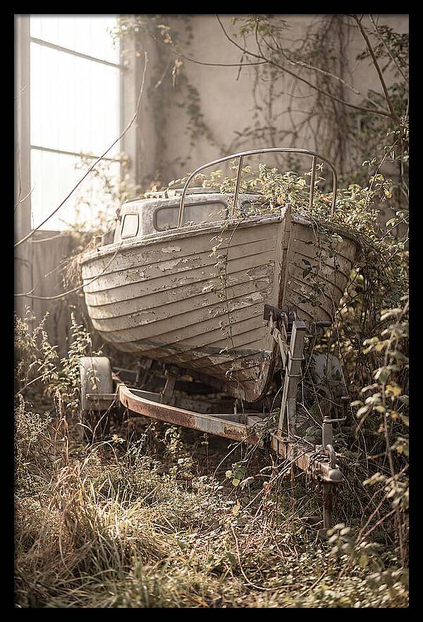 Old Wooden Boat In Overgrown Space