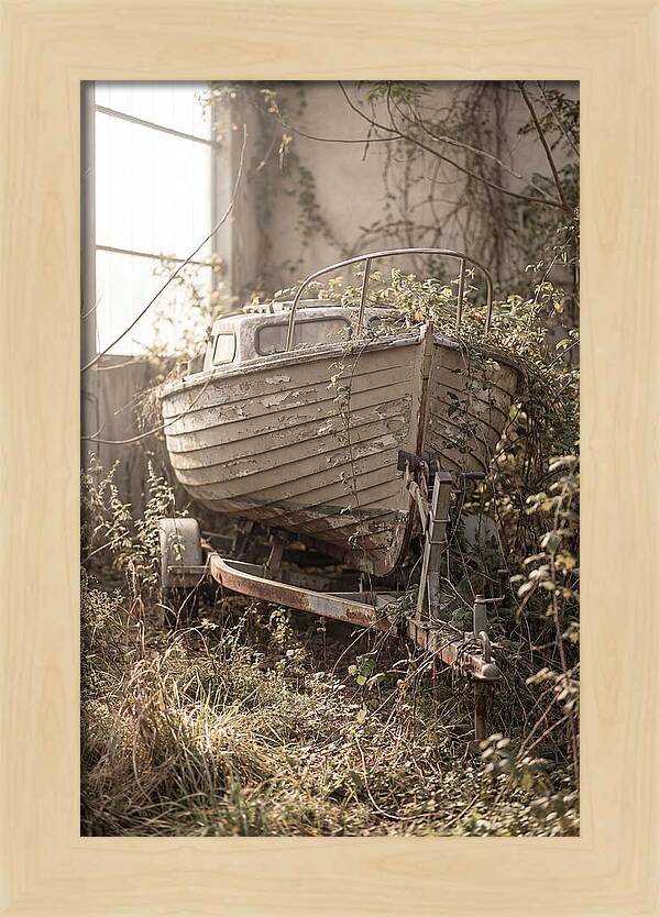 Old Wooden Boat In Overgrown Space