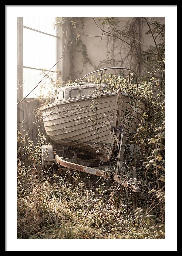 Old Wooden Boat In Overgrown Space