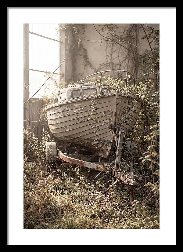 Old Wooden Boat In Overgrown Space
