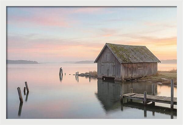 Old Wooden Boathouse Serenity