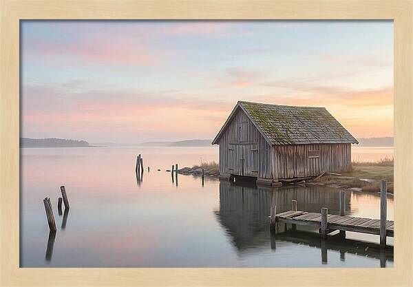 Old Wooden Boathouse Serenity