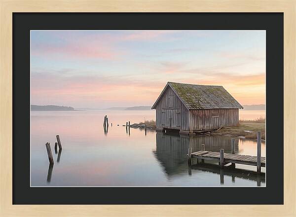 Old Wooden Boathouse Serenity