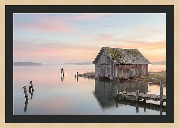 Old Wooden Boathouse Serenity