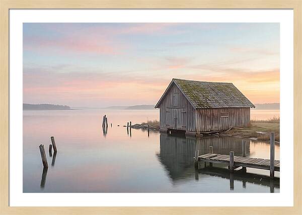Old Wooden Boathouse Serenity