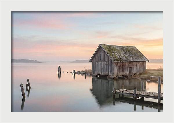 Old Wooden Boathouse Serenity