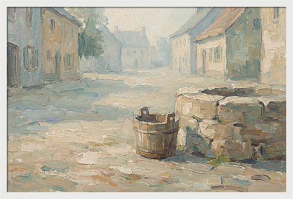 Old Wooden Bucket By The Well