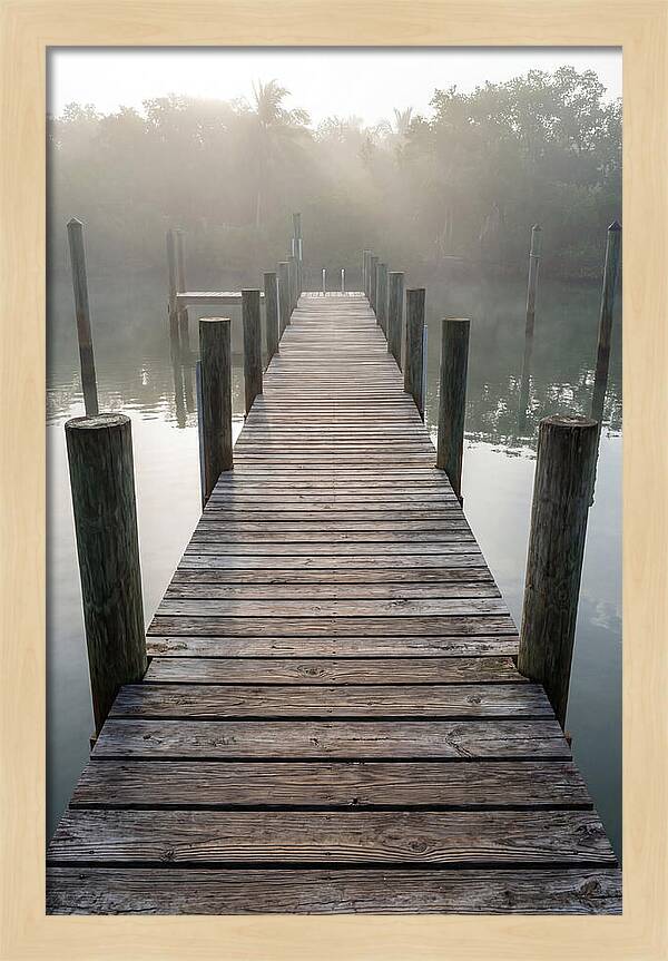 Old Wooden Dock In Mist