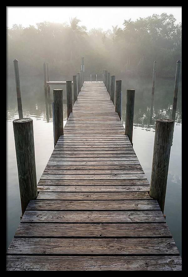 Old Wooden Dock In Mist