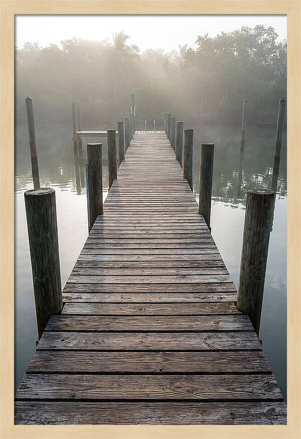 Old Wooden Dock In Mist