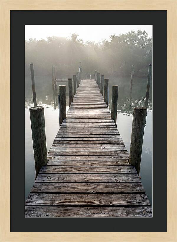Old Wooden Dock In Mist