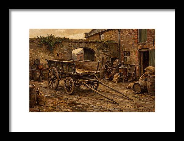 Old Wooden Dray Cart In Brewery Courtyard