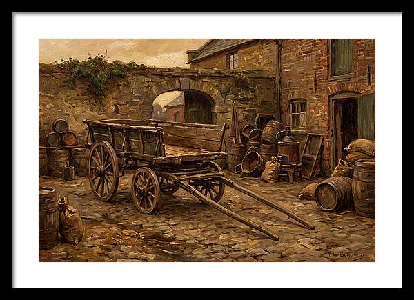 Old Wooden Dray Cart In Brewery Courtyard