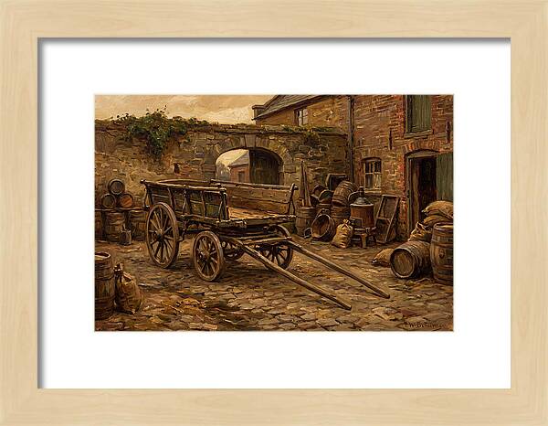 Old Wooden Dray Cart In Brewery Courtyard