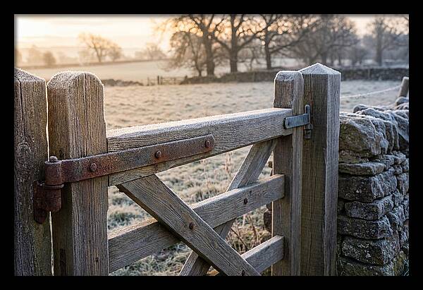 Old Wooden Gate In Frosty Morning