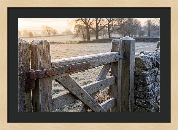 Old Wooden Gate In Frosty Morning