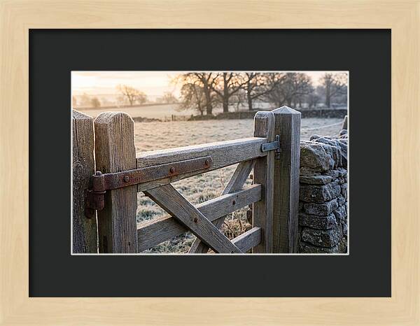 Old Wooden Gate In Frosty Morning