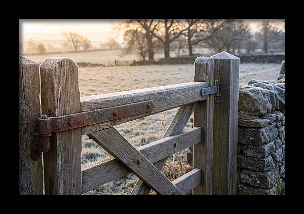 Old Wooden Gate In Frosty Morning