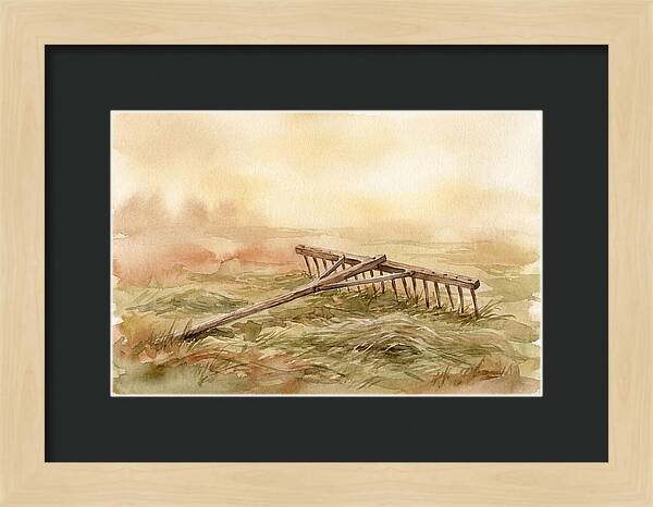 Old Wooden Hay Rake In Meadow